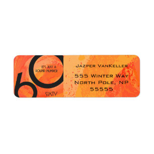 Orange 60 Decade Birthday Return Address Label