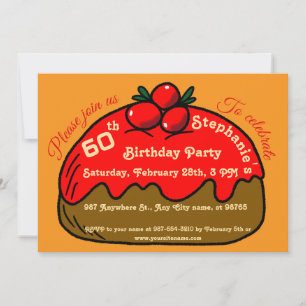 Orange 60th Birthday Party Choco Doughnut Dessert Invitation