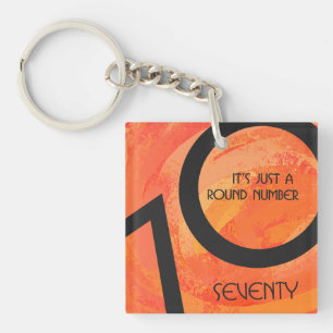 Orange 70 Decade Birthday Key Ring