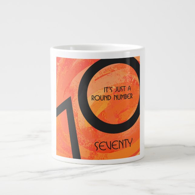 Orange 70 Decade Birthday Large Coffee Mug (Front)
