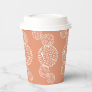 Orange 70s Retro Disco Balls Bridal Shower  Paper Cups