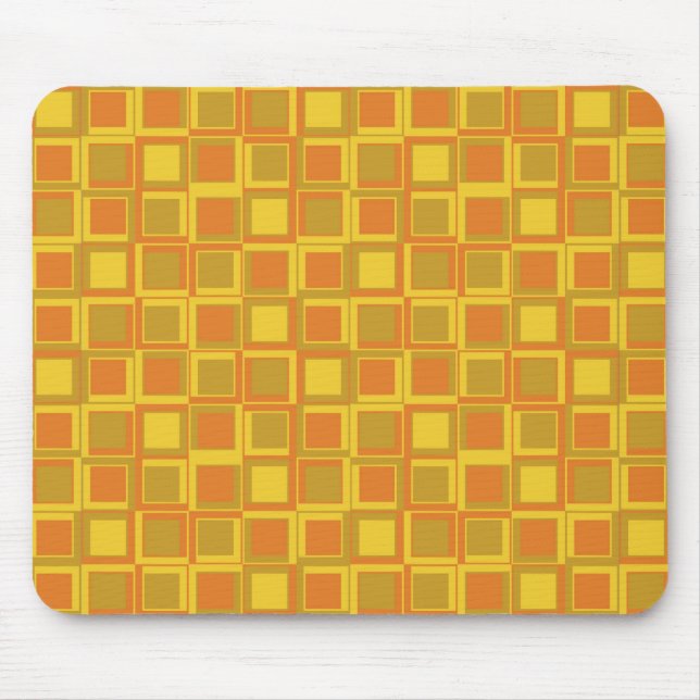 Orange 70's year styling squares mouse pad (Front)