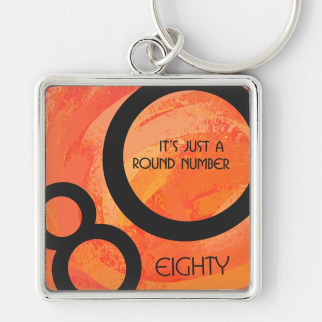 Orange 80 Decade Birthday Key Ring (Front)
