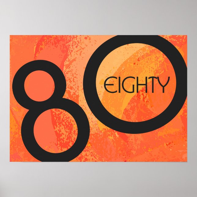 Orange 80 Decade Birthday Poster (Front)