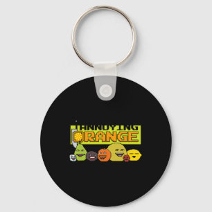 Orange 8-bit Video Game Style Key Ring
