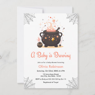 Orange A Baby is Brewing Halloween Baby Shower Invitation