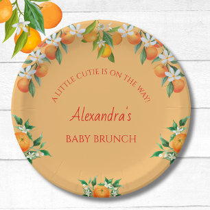 Orange A Little Cutie Citrus Baby Brunch  Paper Plate
