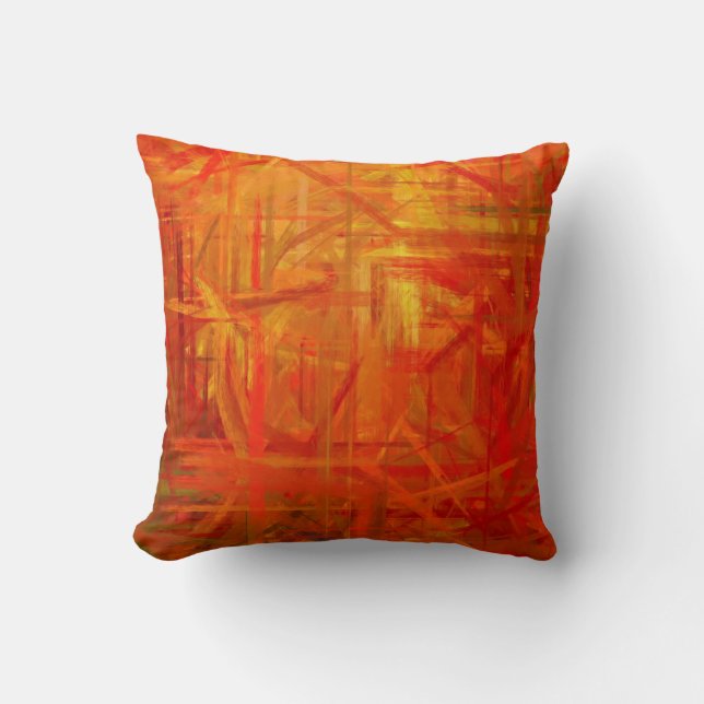 Orange Abstract Art Painting 2 Cushion (Front)