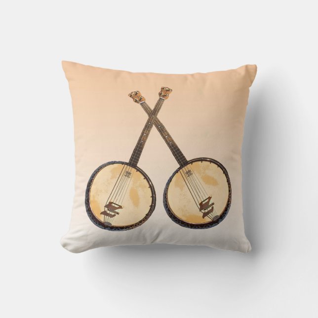 Orange Abstract Banjo Music Instrument Pillow (Front)