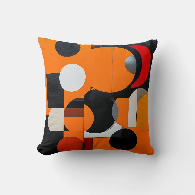 Orange Abstract Blocks Decor For Modern Home Space Cushion (Front)