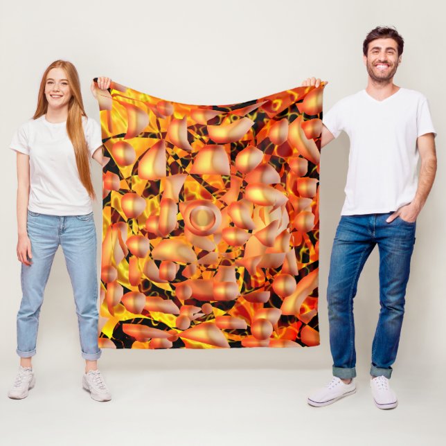Orange Abstract Fleece Blanket (In Situ)