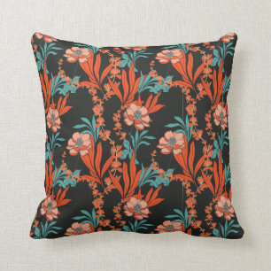 Orange Abstract Floral Pattern Cushion