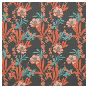 Orange Abstract Floral Pattern Fabric