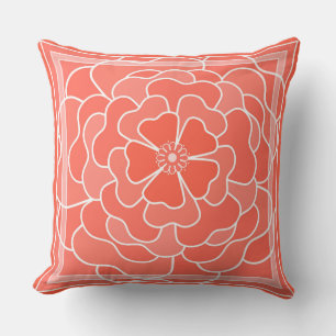 Orange abstract flower pattern cushion