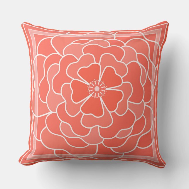 Orange abstract flower pattern cushion (Front)