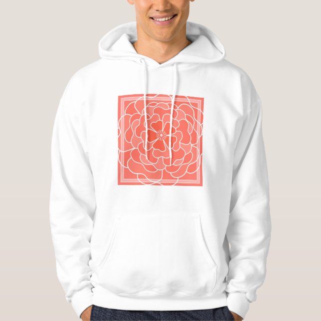 Orange abstract flower pattern hoodie (Front)