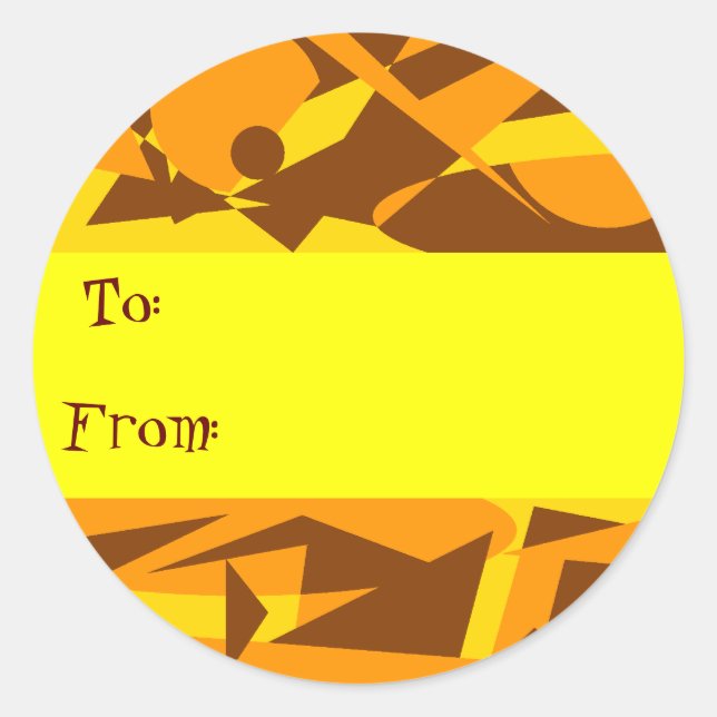 ORANGE ABSTRACT GIFT TAG STICKER (Front)
