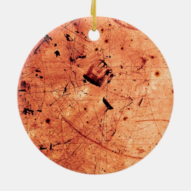 Orange abstract grunge contemporary art ceramic ornament (Back)