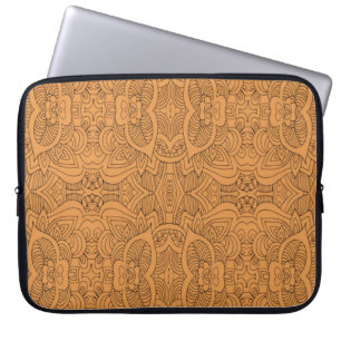 Orange  Abstract Line Art Laptop Sleeve