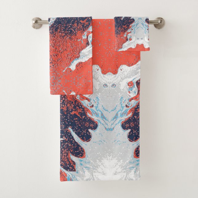 Orange Abstract Marble Bathroom Towel Set (Insitu)