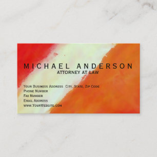 Orange Abstract Minimalist Attorney Business Card