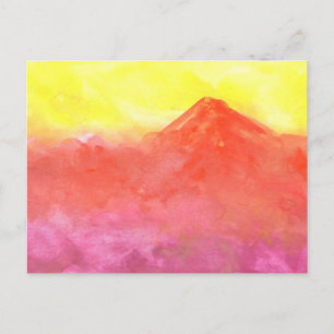 Orange Abstract Mountain Volcano Landscape Postcard