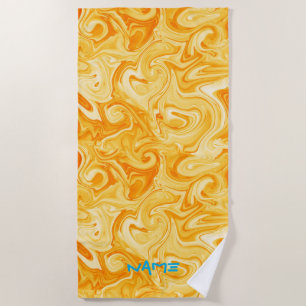 Orange Abstract NAME Modern Surfer Ocean Water Beach Towel