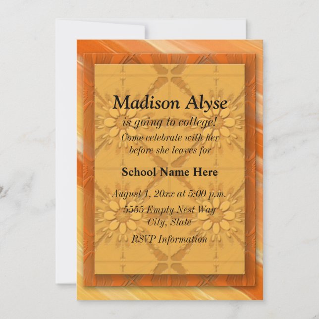 Orange Abstract "Off To College" Invite (Front)
