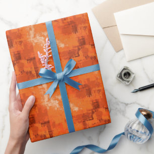 Orange Abstract Paint Wrapping Paper