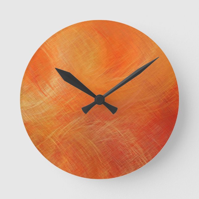 Orange Abstract Painting Round Clock (Front)