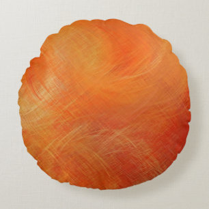 Orange Abstract Painting Round Cushion