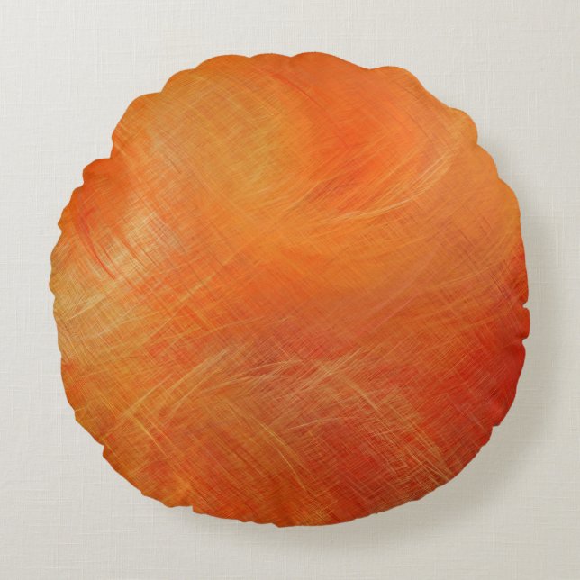 Orange Abstract Painting Round Cushion (Front)