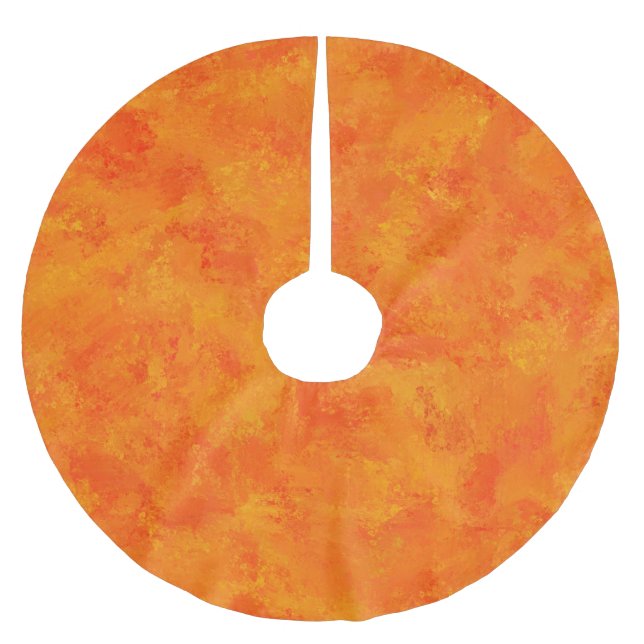 Orange Abstract Pattern  Brushed Polyester Tree Skirt (Front)