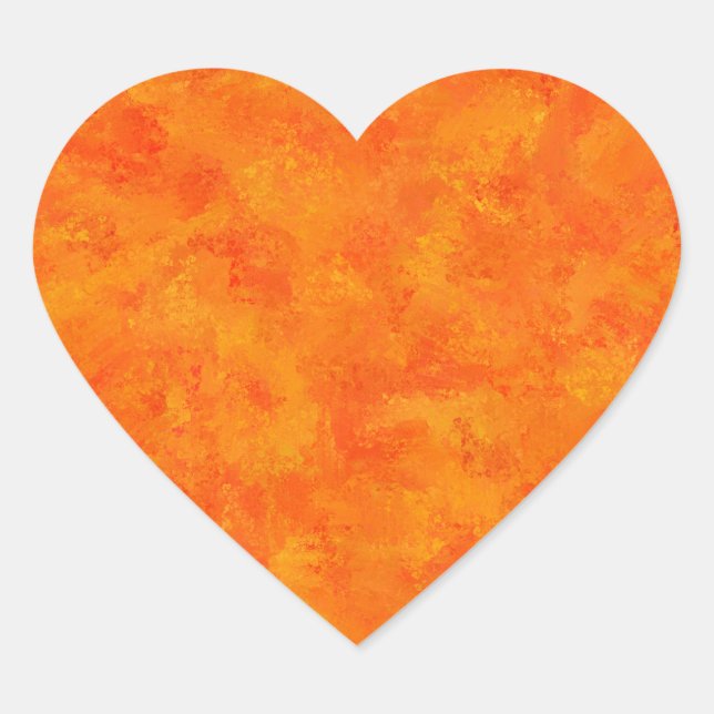 Orange Abstract Pattern  Heart Sticker (Front)