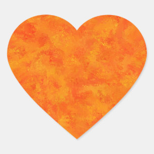 Orange Abstract Pattern Heart Sticker