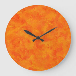Orange Abstract Pattern  Large Clock