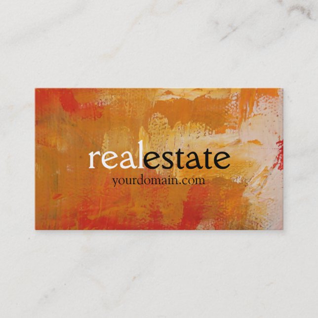 Orange Abstract Pattern Real Estate Business Card (Front)