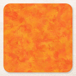 Orange Abstract Pattern  Square Paper Coaster