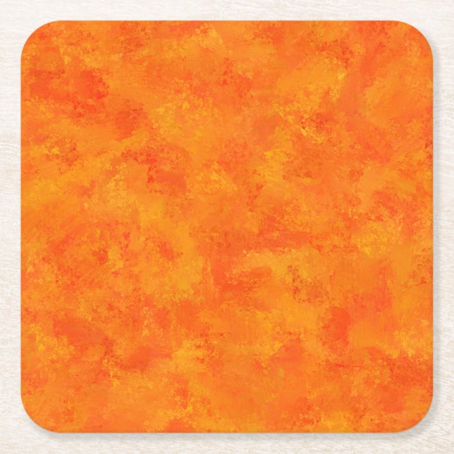 Orange Abstract Pattern  Square Paper Coaster (Front)