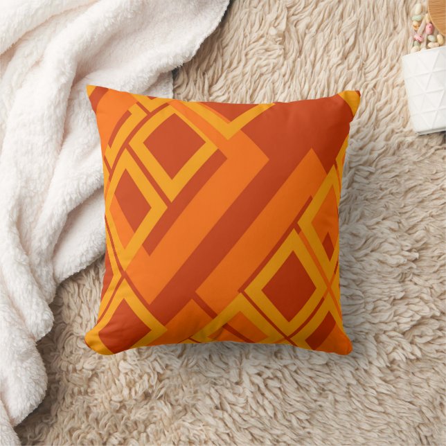 Orange abstract squares geometric cushion (Blanket)