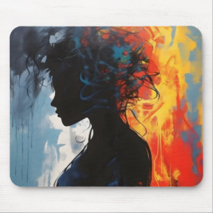 Orange Abstract Woman Mouse Pad