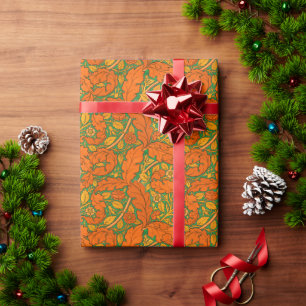 Orange Acanthus & rose William Morris crafters' Wrapping Paper