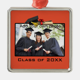 Orange Add your Photo / Year Graduation Metal Ornament