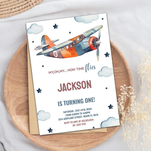 Orange Aeroplane Birthday Invitations (Orange Airplane Birthday Invitations)