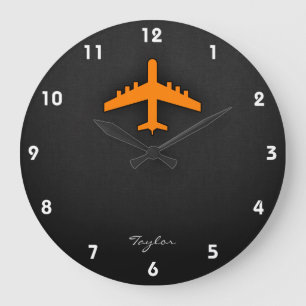 Orange Aeroplane Large Clock