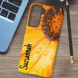 Orange African Daisy Close-Up Floral Photo Samsung Galaxy Case<br><div class="desc">Easily customise the lovely floral design by adding text like a name, quote or saying. This case is adorned with this bright, wet Spring Flash orange African Daisy close-up photograph. Fill in the template fields with your information, remove all text from the fields or edit using the design tool to...</div>