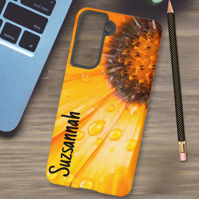 Orange African Daisy Close-Up Floral Photo Samsung Galaxy S21 Case (Creator Uploaded)