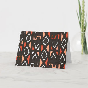 Orange African Mudcloth Tribal Print Card