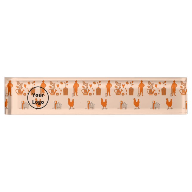 Orange agriculture business pattern nameplate (Front)