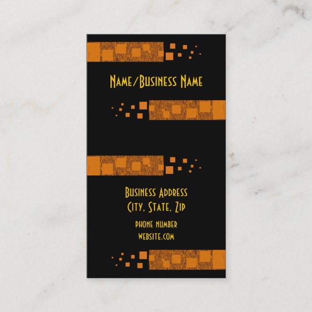 Orange alert float abstract Halloween black box Business Card (Front)